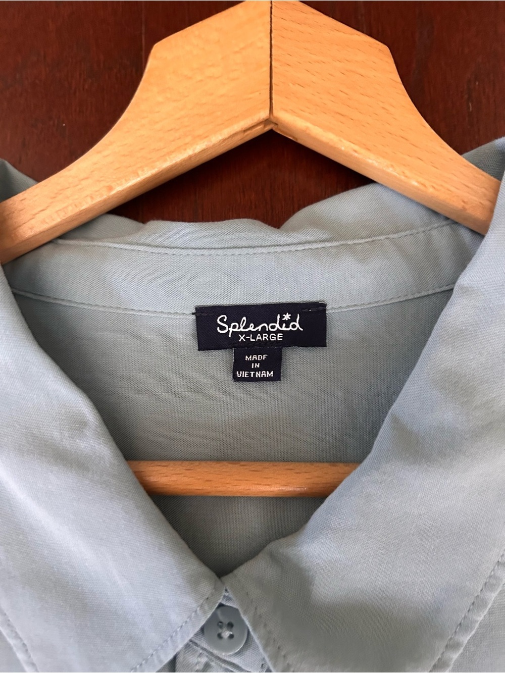 $138 Splendid Reese Button Down Shirt XL Sage Green Slate Blue Pocket Blouse - Picture 6 of 10
